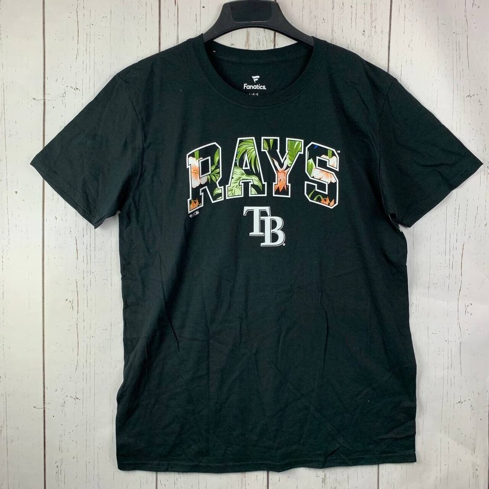 Tampa Bay‎ Rays MLB Large Fanatics Casual T-Shirt Black New Men Cotton